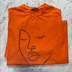Neon Orange Graphic Oversized T-Shirt